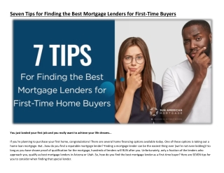 Seven Tips for Finding the Best Mortgage Lenders for First-Time Buyers