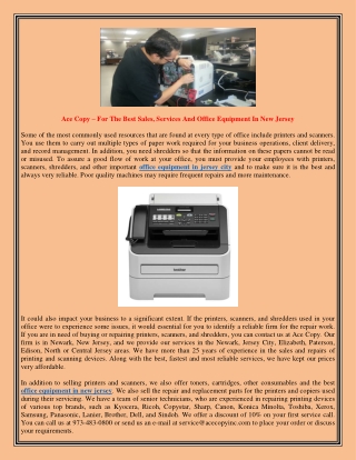 Ace Copy – For The Best Sales, Services And Office Equipment In New Jersey