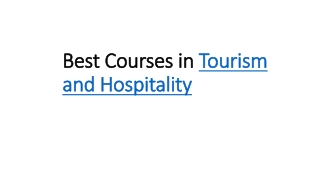 Best Courses in Tourism and Hospitality