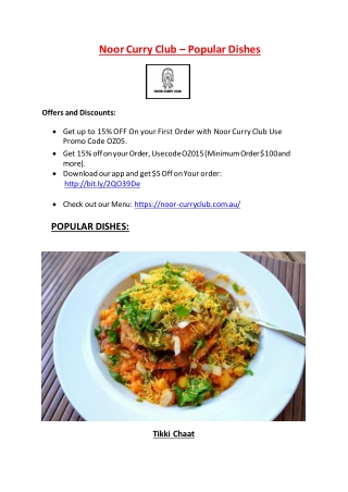 Noor Curry Club Menu– 10% off- Indian Restaurant in Ripponlea, Melbourne