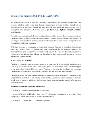 Livon-Lypo-Spheric-ACETYL L-CARNITINE