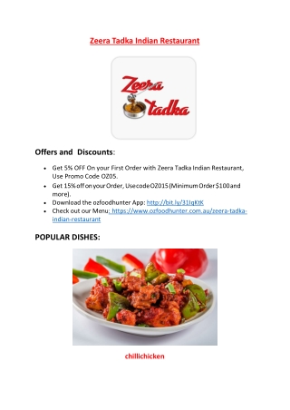 15% Off - zeera tadka indian restaurant-Lindfield - Order Food Online