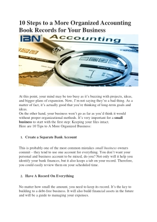 10 Steps to a More Organized Accounting Book Records for Your Business