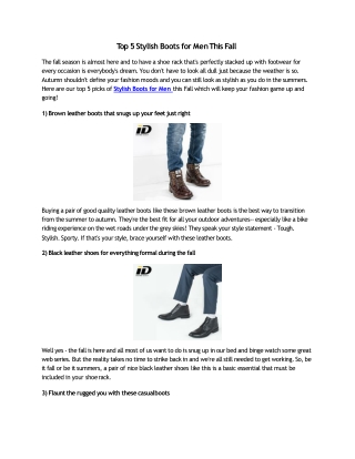 Top 5 Stylish Boots for Men This Fall