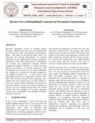 Review Use of Demolished Concrete in Pavement Construction