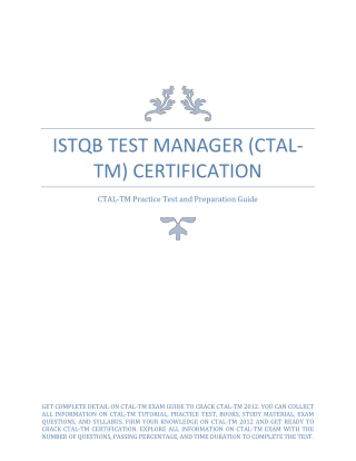 Get Complete Detail About ISTQB Test Manager (CTAL-TM) Certification