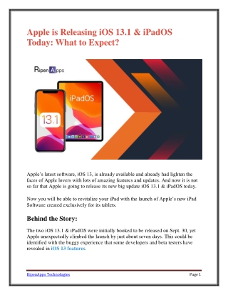 Apple is Releasing iOS 13.1 & iPadOS Today: What to Expect?