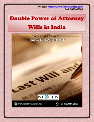Double Power of Attorney - Wills in India