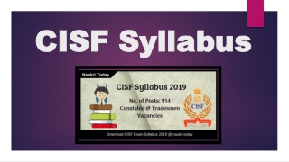 CISF Syllabus 2019 Download CISF Constable & Tradesman Exam Pattern