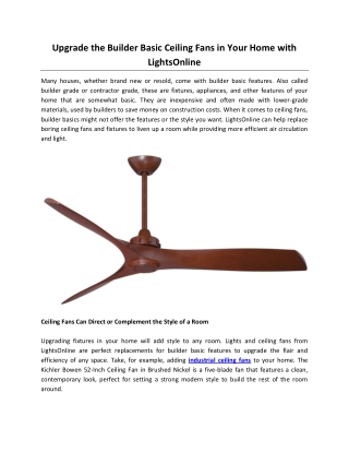 Upgrade the Builder Basic Ceiling Fans in Your Home with LightsOnline