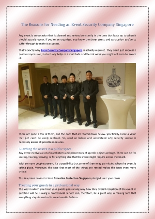 The Reasons for Needing an Event Security Company Singapore