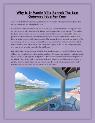 Why Is St Martin Villa Rentals The Best Getaway Idea For You?