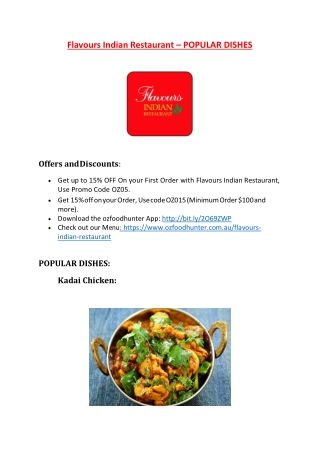 25% Off -Flavours Indian Restaurant-Bundoora - Order Food Online