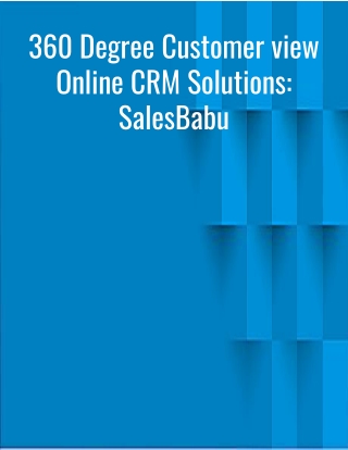 360 Degree Customer View Online CRM Solutions: SalesBabu