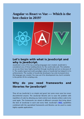 Angular vs React vs Vue — Which is the best choice in 2019?