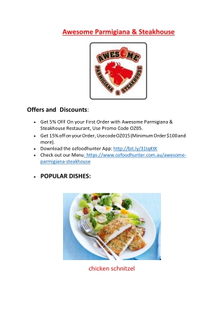 15% Off - Awesome Parmigiana & Steakhouse-New Farm - Order Food Online