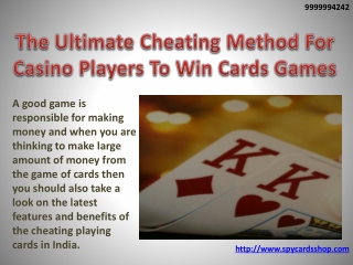 The Ultimate Cheating Method For Casino Players To Win Cards Games