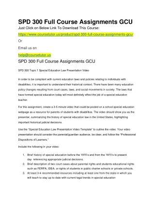 SPD 300 Full Course Discussions GCU