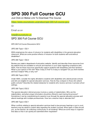 SPD 300 Full Course GCU