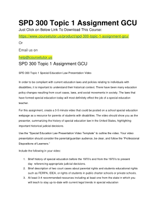 SPD 300 Topic 1 Assignment GCU