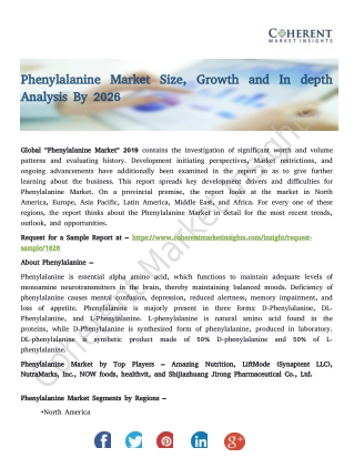 Phenylalanine Market Size, Growth and In depth Analysis By 2026