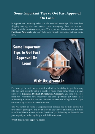 Some Important Tips to Get Fast Approval On Loan!