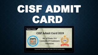 CISF Admit Card 2019 For 914 Head Constable Posts | CISF Hall Ticket