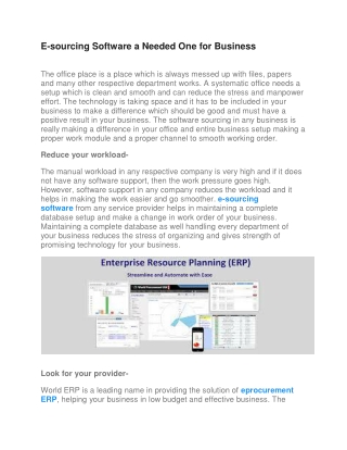 E-sourcing Software a Needed One for Business