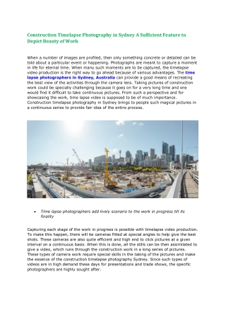 Construction Timelapse Photography in Sydney