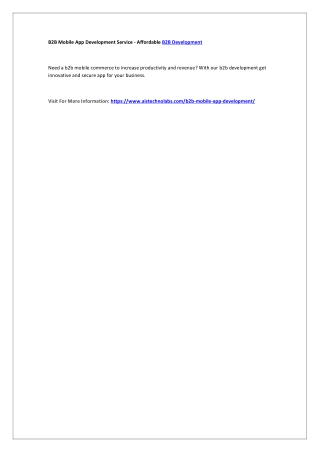 B2B Mobile App Development Service - Affordable B2B Development