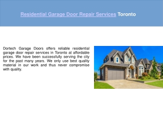 Residential Garage Door Repair Toronto