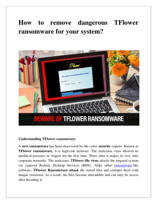 How to Remove Dangerous TFlower Ransomware for Your System