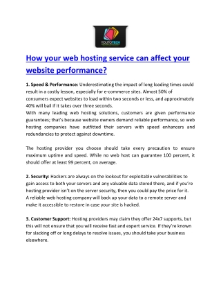 How your web hosting service can affect your website performance?