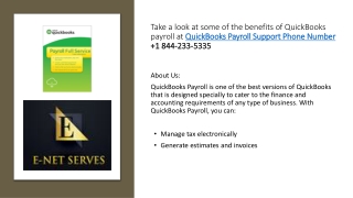 Take a look at some of the benefits of QuickBooks payroll at QuickBooks Payroll Support Phone Number 1 844-233-5335