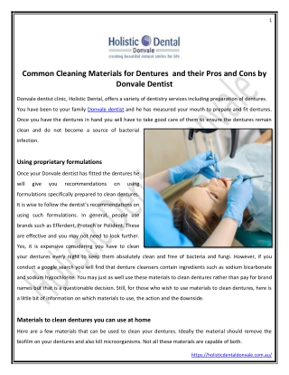 Common Cleaning Materials for Dentures and their Pros and Cons by Donvale Dentist