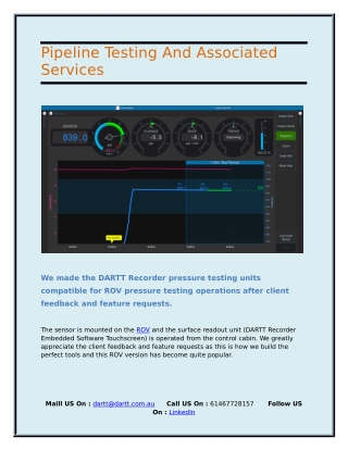 Rov Pressure Testing With The Dartt Recorder