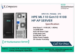 HPE ML110 GEN10 4108 HP AP Server