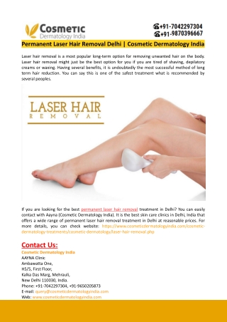 Permanent Laser Hair Removal Delhi