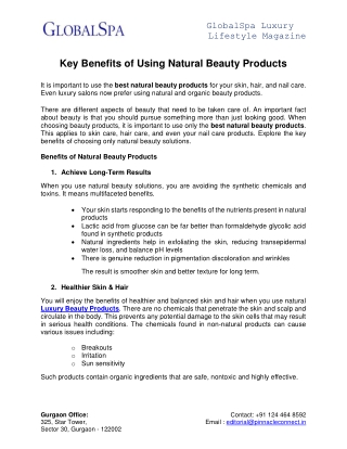 Key Benefits of Using Natural Beauty Products