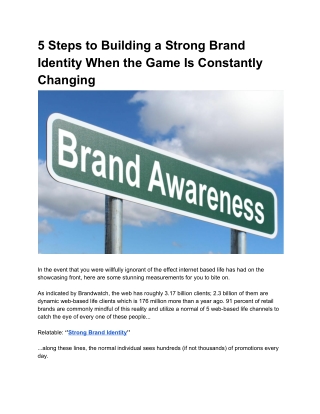 5 Steps to Building a Strong Brand Identity When the Game Is Constantly Changing