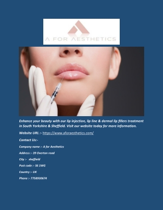 Lip Fillers & Injections in Sheffield - Aforaesthetics.com