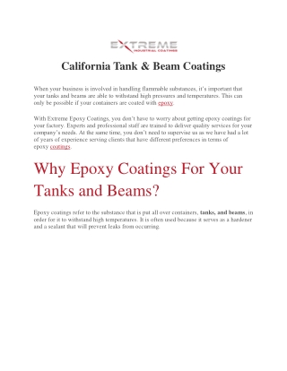 Tank & Beam Coatings