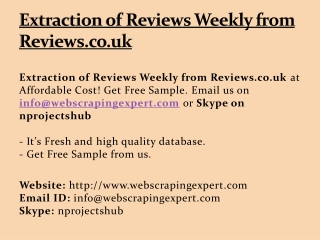 Extraction of Reviews Weekly from Reviews.co.uk