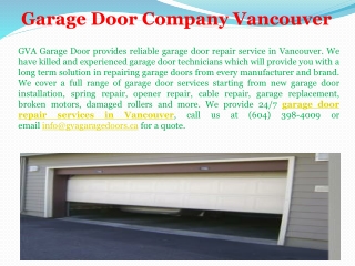 Garage Door Company Vancouver