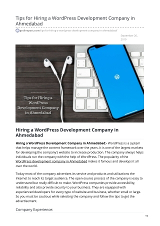 Tips for Hiring a WordPress Development Company in Ahmedabad