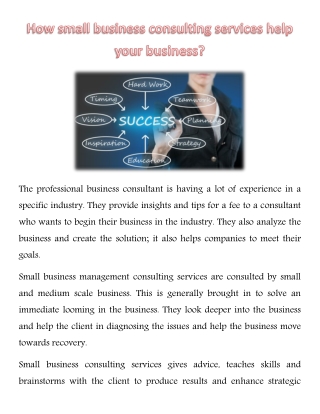 How small business consulting services help your business?