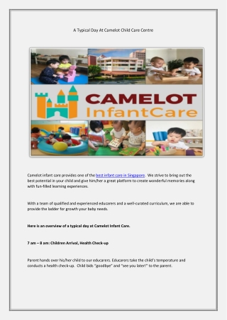 A Typical Day at Camelot Infant Care Centre | Camelot