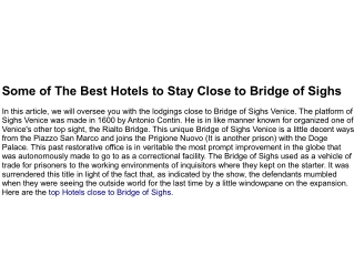 Hotels to Stay Close to Bridge of Sighs