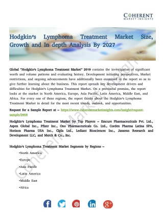 Hodgkin’s Lymphoma Treatment Market Size, Growth and In depth Analysis By 2027