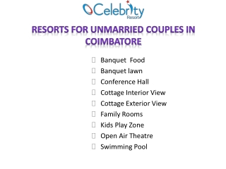Resorts for unmarried couples in Coimbatore